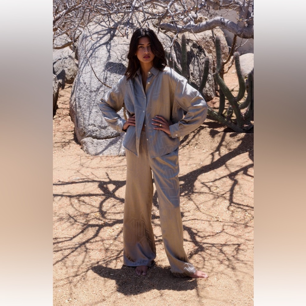 Kith Roanne monogram silk shirt and pants size small